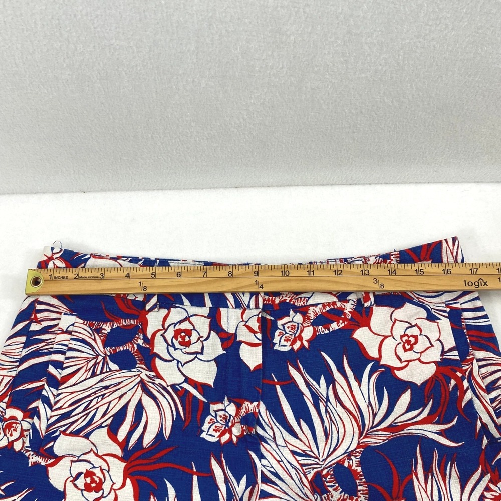 J.Crew Shorts Womens Size 10 Red White Blue Tropical Floral Vacation Resort - Picture 7 of 10